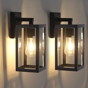 Outdoor Wall Light Outdoor Wall Sconce with Clear Glass Shade, 4 Pack Outdoor Wall Light E27 IP44 Waterproof Matte Black - Groofoo