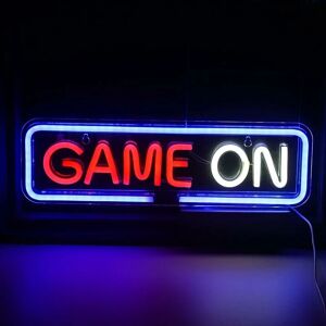 Red and White Neon Sign 4pcs Game on for Wall Decoration, usb for Family, Nursery, Bar, Party Room - Groofoo