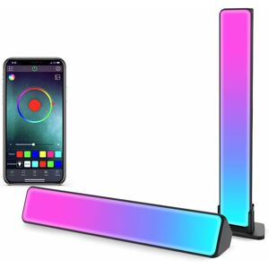 Groofoo - Smart led Lamp, Set of 2 rgb Smart Desk Lamp with 19 Lighting Effects and Music, Gaming Lamp, Mood Light, Smart Flow Light Bar for tv, pc,