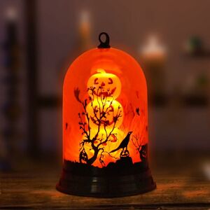 LANGRAY Halloween Decorations Pumpkin Lampshade, Orange Retro Night Light Battery Operated, Home Decor Ghost Festival Decorative Night Lamp, Party