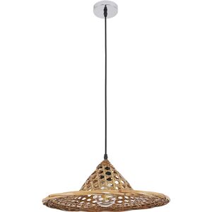 PRIVATEFLOOR Handmade Wooden Design Boho Bali Pendant Lamp - Flora Natural wood Metal, Bamboo - Natural wood