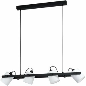 Loops - Hanging Ceiling Pendant Light Black White Adjustable Spots 4 Bulb Kitchen Lamp