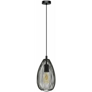 LOOPS Hanging Ceiling Pendant Light Black Wire Shade 1x 60W E27 Hallway Feature Lamp