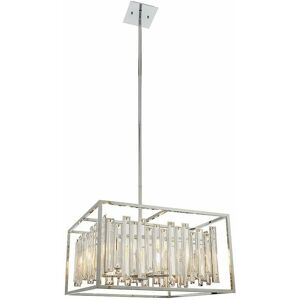 LOOPS Hanging Ceiling Pendant Light Chrome & Crystal Gorgeous Modern Large Box Shade