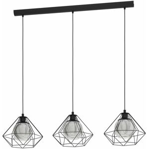 LOOPS Hanging Ceiling Pendant Light Geometric Black & Glass 3x E27 Kitchen Island