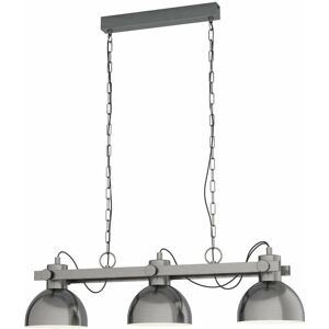 LOOPS Hanging Ceiling Pendant Light Gloss Nickel Industrial Shade 3 Bulb Kitchen Lamp