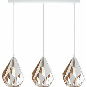 Loops - Hanging Ceiling Pendant Light White & Gold Geometric 3x 60W E27 Kitchen Island