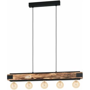 Loops - Hanging Ceiling Pendant Light Wood Grain & Black 5 Bulb Kitchen Island Lamp