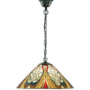 INTERIORS 1900 Interiors Hector - 1 Light Medium Ceiling Pendant Dark Bronze, Tiffany glass, E27