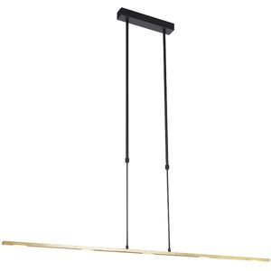 QAZQA Hanging lamp black with gold incl. led dimmable - Bold - Gold/Messing