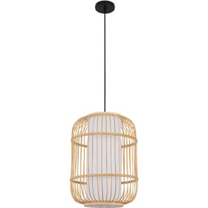 PRIVATEFLOOR Bamboo Ceiling Lamp - Boho Bali Design Pendant Lamp - Mane Natural wood Metal, Bamboo - Natural wood