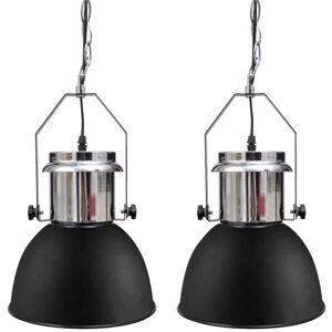 Ceiling Lamp 2 pcs Height-adjustable Modern Black Metal VD08547 - Hommoo