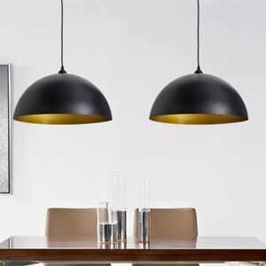 Ceiling Lamp 2 pcs Height-adjustable Semi-spherical Black VD08549 - Hommoo