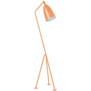 PRIVATEFLOOR Tripod Design Floor Lamp - Living Room Lamp - Hopper Orange Steel, Metal - Orange