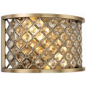 Hudson - 2 Light Indoor Wall Light Antique Brass with Crystal, E14 - Endon