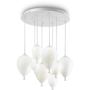 Clown - 8 Light Medium Balloon Cluster Pendant White, G9 - Ideal Lux