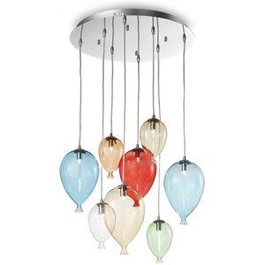 Clown - 8 Light Medium Balloon Cluster Pendant Multi-coloured, G9 - Ideal Lux