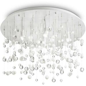 Ideal Lux - Neve - 12 Light Large Semi Blown Glass Bubbles Flush Ceiling Pendant White, G9