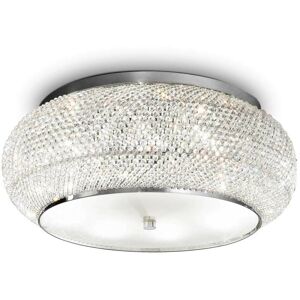Pasha' - 10 Light Ceiling Flush Light Chrome, Crystal, E14 - Ideal Lux