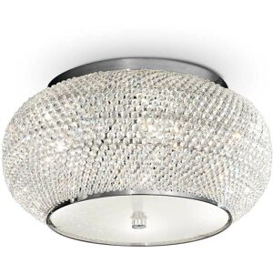 Pasha' - 6 Light Ceiling Flush Light Chrome, Crystal, E14 - Ideal Lux