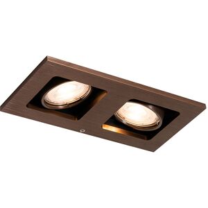 QAZQA Recessed spotlight dark bronze rectangular 2-light - Qure - Bronze