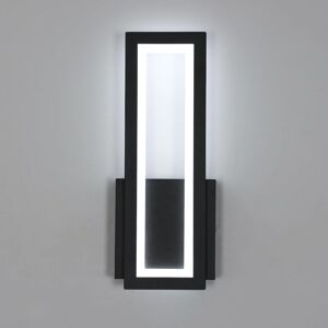 GOECO Indoor led Wall Light 16W 1800LM, Modern Rectangle Wall Lamp 6500K Cool White Light, Black Acrylic Wall Lamp for Bedroom Hallway Living Room Stairs