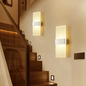 DENUOTOP Indoor Wall Lamp 12W Brushed Silver Warm Light Indoor Wall Light ac 85-265(V), Modern Acrylic Corridor Lighting for Hallway, Bedroom, Staircase,