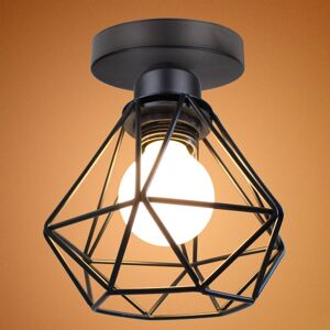 WOTTES Industrial Ceiling Light Fixtures Semi Flush Mount Retro Ceiling Lamp Cage Pendant Light