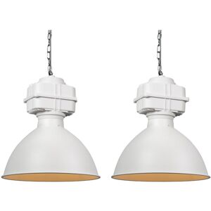 QAZQA Set of 2 industrial hanging lamps small matt white - Sicko - White