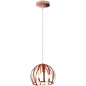 Wottes - Industrial Pendant Light Metal Cage Hanging Ceiling Lamp Rose Gold Adjustable Chandelier