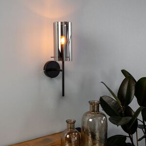 FURNWISE Industrial Wall Lamp Hugo Smoked Glass - Black, Metal