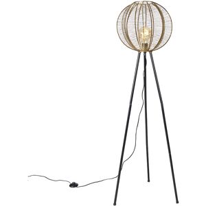 QAZQA Industrial tripod floor lamp bronze with black - Dong - Bronze