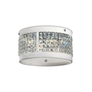 Inspired Lighting - Inspired Clearance - Celsa Flush Ceiling 3 Light E14 Polished Chrome/White Faux Leather/Crystal