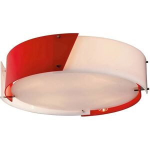 Inspired Lighting - Inspired Clearance - Dakota Flush Ceiling Medium 4 Light E27 Polished Chrome/Red & White Acrylic