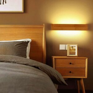 LANGRAY Interior wall light Mirror Wall light Mirror Mirror Mirror tv Wall Wood Led Wood Wall Led White Light Bedroom, Warm White Light, 35cm