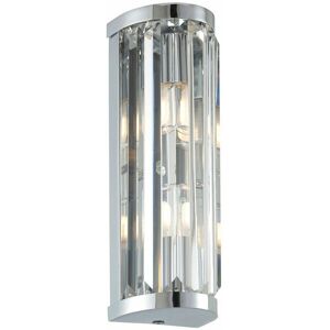 LOOPS IP44 Bathroom Wall Light Chrome & Crystal Round Glass Modern Slotted Jewel Lamp