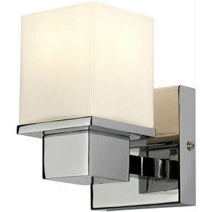 Loops - IP44 Wall Light Square Shaped Opaque Glass Shade Polished Chrome led G9 3.5W