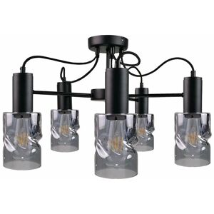 Keter Lighting - Keter Inger Multi Arm Semi Flush Ceiling Light Black, 60cm, 5x E27