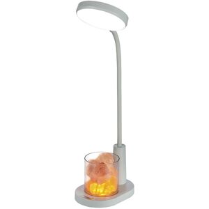 DENUOTOP Kids Desk Lamp, Table Lamp with Himalayan Salt, Automatic Color Changing Bedside Lamp, with Pen Holder, Dimmable Rechargeable Reading Lamp for