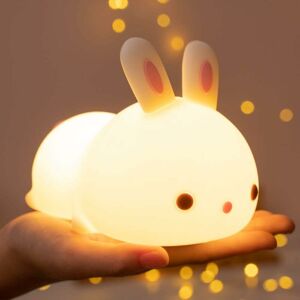 Groofoo - Kids Night Light, Baby Night Light, Rechargeable Kids Night Light, Baby led Touch Rabbit Night Light, Portable Silicone Night Light Girl