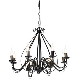 QAZQA Classic chandelier black 8 lights - Giuseppe 8 - Black