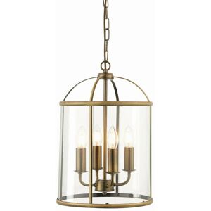 Lambeth - 4 Light Ceiling Pendant Antique Brass, Glass, E14 - Endon