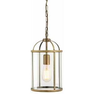 Lambeth - 1 Light Ceiling Pendant Antique Brass, Glass, E27 - Endon