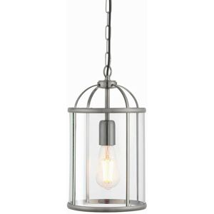 Lambeth - 1 Light Ceiling Pendant Clear Glass, Satin Nickel, E27 - Endon