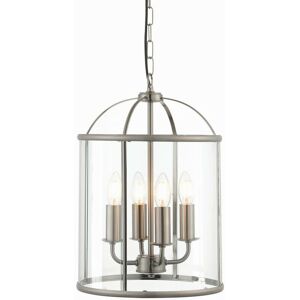 Lambeth - 4 Light Ceiling Pendant Clear Glass, Satin Nickel, E14 - Endon