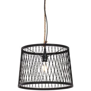 QAZQA Rural outdoor hanging lamp black rattan 40 cm - Calamus - Black