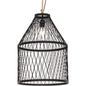 QAZQA Rural outdoor hanging lamp black rattan 40x55 cm - Calamus - Black