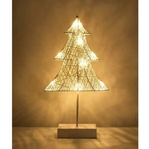 LANGRAY Decorative Table Lamp, Battery Powered led Christmas Tree Shaped Bedside Lamp, Warm Light Night Light, Home Bedroom Work Sleeping Decor - White