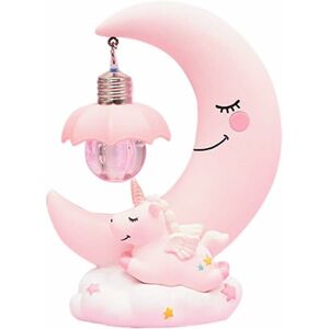 Led Night Light Kids Resin Moon Unicorn Cartoon Baby Nursery Lamp Breathe for Kids Child Girls Toy Gift for Nursery - Pink - Langray