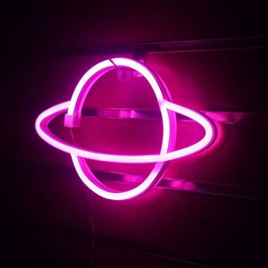 LANGRAY Planet Neon Illuminated Signs Wall Decor, Battery & usb Powered Planet Neon Lights Sconce Table Decor For Kids Room Wall Art Romantic Christmas